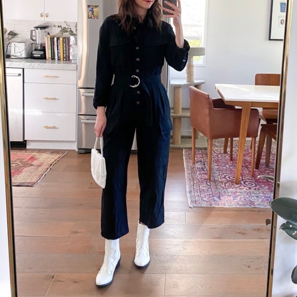Urban Outfitters Black Belted Coverall Jumpsuit